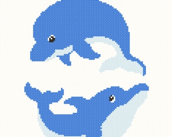 Playful Dolphins Mini C2C Graphgan Pattern - Instant Download