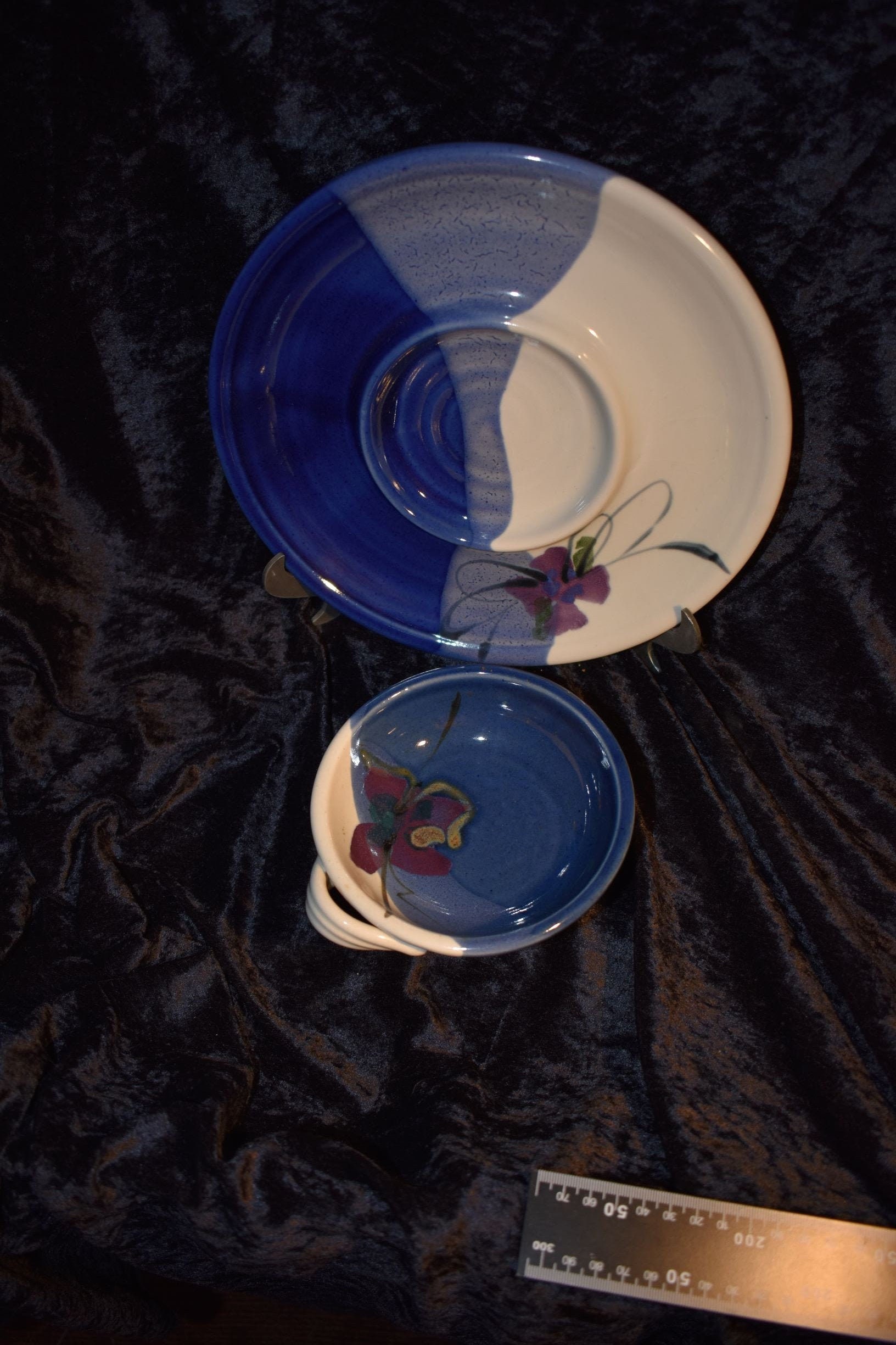 Studio pottery chip/dip plate and bowl set Etsy