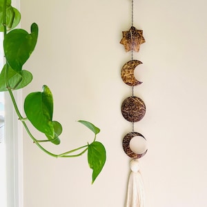 Decoración de pared bohemia, tapiz de fase lunar, dormitorio bohemio, tapiz de macramé, tapiz de luna, decoración de guardería bohemia, tapiz de pared bohemio