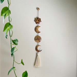 Celestial Wall Art, Lunar Moon decor, Celestial Wall Hanging, Boho wall hanging decor, Moon phase star wall hanging, Boho bedroom decor