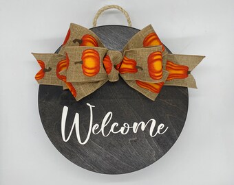 Fall Welcome Sign | Pumpkin |  Welcome Door Hanger | Modern Wreath | Front Door Welcome Sign | Wood Sign | Housewarming Gift | Fall Welcome