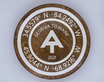 Appalachian Trail Keepsake | Thru-Hiker Gift | Georgia to Maine | Maine to Georgia | Custom Home Coordinates | Hiker Memorabilia