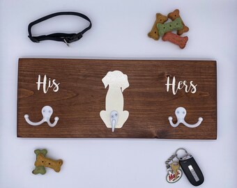 Animal Tail Key & Leash Holder | His Hers | Mr Mrs | Paw Print | Dog Parents | Entryway Key Hooks | Entryway Sign | Wooden Sign | Pet Hooks