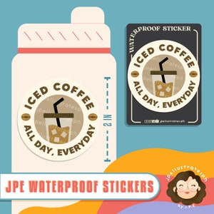 Coffee Vinyl Sticker | Waterproof Sticker | Laptop & Tumbler Sticker | Iced Coffee, Espresso, Extra Shot, Cafe, Caffeine cute kawaii food