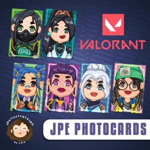 Valorantagent Chibi Fanart Fotokarte | Gaming Fotokarten | Kunstdruck | Killjoy, Viper, Salbei, Neon, Reyna, Jett