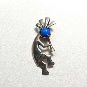 Vtg Sterling Signed JC Jim Calladitto Navajo Dancing Kokopelli Turquoise Pendant