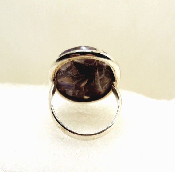 Large CHAROITE STERLING SILVER Statement Ring Siz… - image 7