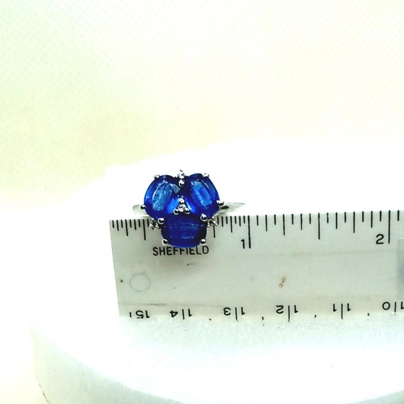 BLUE TOPAZ & DIAMOND Cluster Size 8 Sterling Silv… - image 8