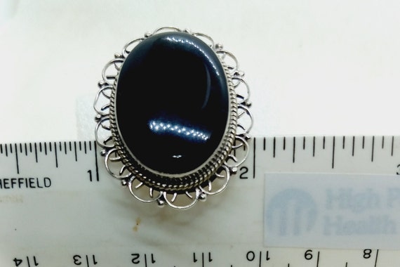 Vintage Black Onyx Sterling Ring Size 7.5 Large V… - image 8