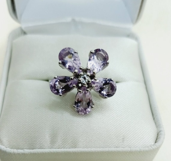 Genuine Amethyst and Spinel Ring Size 7, All Pron… - image 1