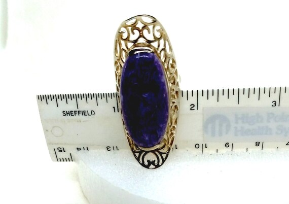 Charoite Sterling Silver Bold Statement Ring Size… - image 6