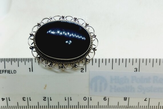 Vintage Black Onyx Sterling Ring Size 7.5 Large V… - image 9