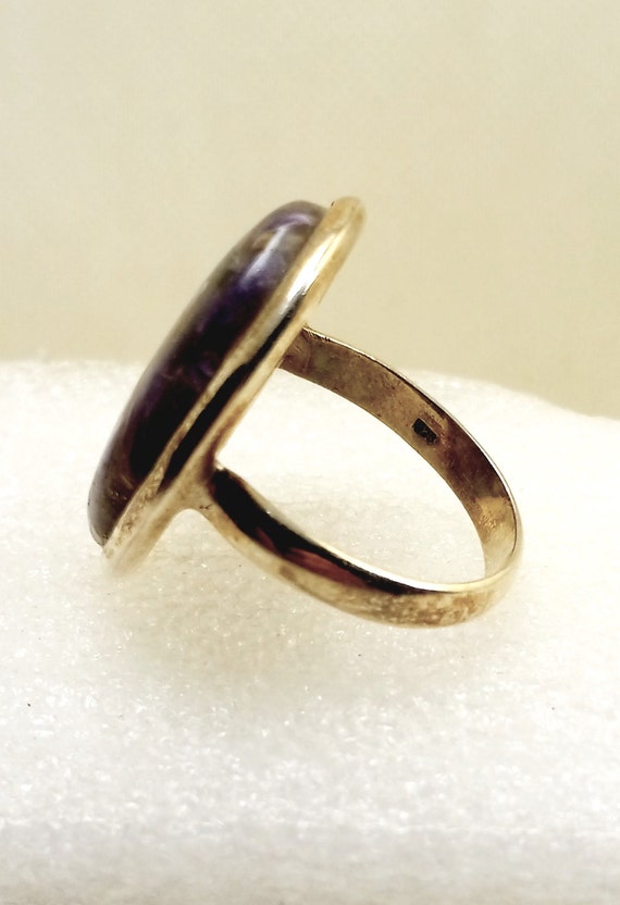 Large CHAROITE STERLING SILVER Statement Ring Siz… - image 4