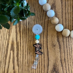 Personalized Howdy Beaded Badge Reel | Cowboy Hat & Boots Badge Reel | Western Badge Reel | Interchangeable Badge Reel | RN Badge Reel
