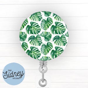 Monstera Badge Reel – Indoor Plant Retractable ID Holder for Teachers, Nurses, and Office Workers – Adorable Nurse Accessories for Work