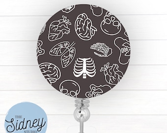 Simple Anatomy Nurse Badge Reel – Simple Retractable ID Holder for Teacher, Nurse, Radiology – Cute Nurse Work Accessory
