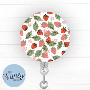Strawberry Badge Reel – Cute and Funny Retractable ID Holder for Teachers, Nurses, and Office Workers – Adorable Nurse Accessories for Work