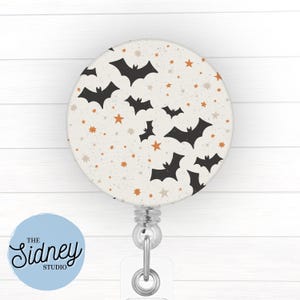 Spooky Bats Halloween Badge Reel – Cute Fall Retractable ID Holder for Teachers, Nurses, and Office Workers – Spooky Nurse Work Accessory