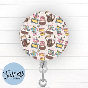 Coffee Lover Badge Reel – Cute Coffee Retractable ID Holder for Teachers, Nurses, and Office Workers – Adorable Nurse Accessories for Work