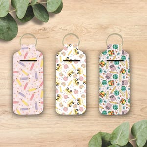 TEACH Lip Balm Holder Keychain Collection | Neoprene Lip Balm Keychain Cute & Functional Lip Balm Holder, Cute Teacher Gift