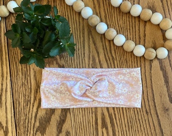 Pink Sunshine Floral Twist Headband | Wide, Soft, Stretchy, Nonslip, Workout Head Band | Headwrap | Summer Boho Hairband