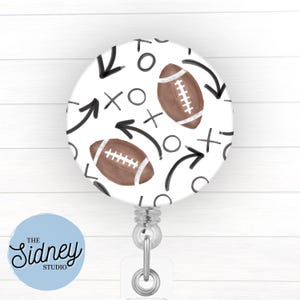 Football Heart Badge Reel – Cute Football Retractable ID Holder for Teachers, Nurses, and Office Workers – Adorable Nurse Work Accessory