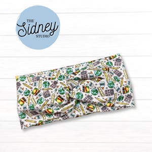 Back to School Wide Twist Headband - Soft & Stretchy Headband for Nurses, Healthcare, Workout, Mom - Cute Teacher Work Accessories