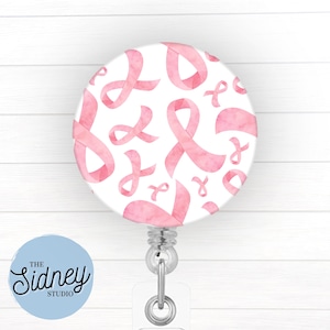 Breast Cancer Awareness Badge Reel – Pink Ribbon Retractable ID Holder for Teachers, Nurses, Office Workers – Oncology Nurse Work Accessory