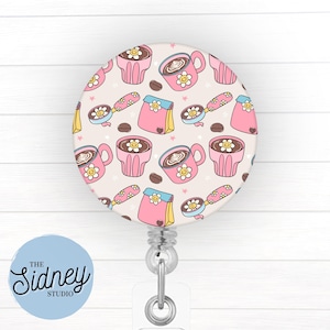 Coffee Lover Badge Reel – Cute Coffee Retractable ID Holder for Teachers, Nurses, and Office Workers – Adorable Nurse Accessories for Work