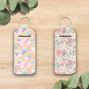 Spring Lip Balm Holder Keychain | Neoprene Lip Balm Keychain Cute & Functional Lip Balm Holder, Cute Teacher Gift