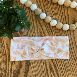 Pink Softserve Ice Cream Twist Headband | Wide, Soft, Stretchy, Nonslip, Workout Head Band | Headwrap | Summer Boho Hairband