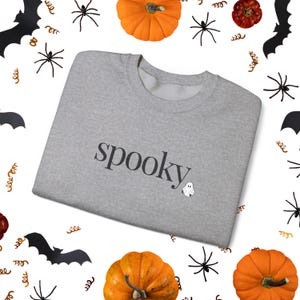 Embroidered Spooky Halloween Sweatshirt, Spooky Ghost Shirt, Cute Fall Sweatshirt for Women, Spooky Season, Spooky Gift, Preppy Shirt
