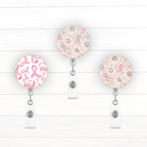 Pink October Badge Toppers for Interchangeable Badge Reel | Breast Cancer Pregnancy/Infant Loss Awarenss | In October We Wear Pink