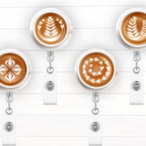 Latte Art Badge Buttons for Interchangeable Badge Reel | Coffee  Shop Badge Topper | Badge Holder