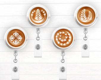 Latte Art Badge Buttons for Interchangeable Badge Reel | Coffee  Shop Badge Topper | Badge Holder