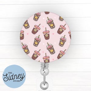 Iced Coffee Badge Reel – Cute Coffee Retractable ID Holder for Teachers, Nurses, and Office Workers – Adorable Nurse Accessories for Work