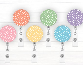 Pastel Polka Dot Badge Topper for Interchangeable Badge Reel | Badge Button | Badge Holder | Rainbow Badge Reel