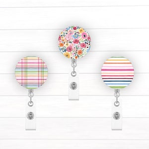 Regenbogen Blumen Kollektion Badge Toppers für austauschbare Badge Reel | Abzeichen Topper | Ausweishalter | Abzeichen Button | Floral gestreift