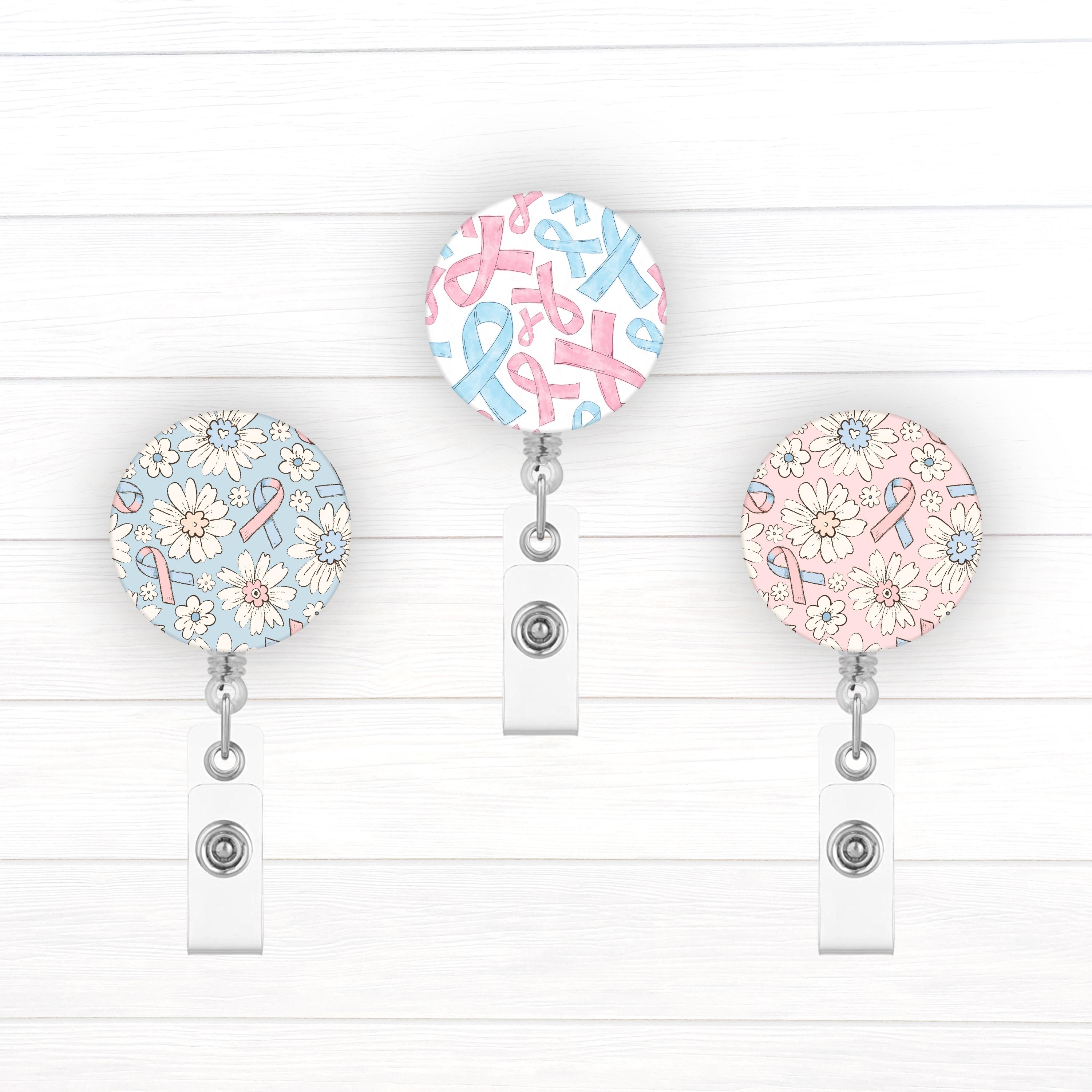 Pink & Blue October Badge Toppers for Interchangeable Badge Reel | Pregnancy Loss Infant Loss Awarenss | In October We Wear Pink