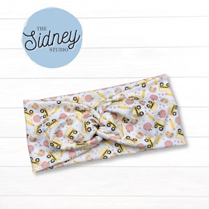 Back to School Wide Twist Headband - Soft & Stretchy Headband for Nurses, Healthcare, Workout, Mom - Cute Teacher Work Accessories