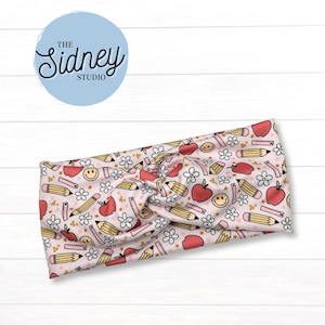 Back to School Wide Twist Headband - Soft & Stretchy Headband for Nurses, Healthcare, Workout, Mom - Cute Teacher Work Accessories