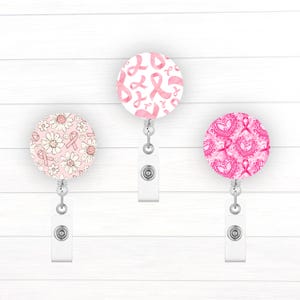 Pink October Badge Toppers for Interchangeable Badge Reel | Breast Cancer Awareness | In October We Wear Pink | Pink Ribbon Badge Topper