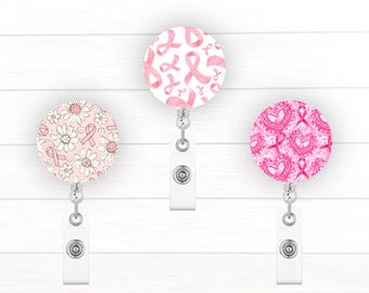 Pink October Badge Toppers for Interchangeable Badge Reel | Breast Cancer Awareness | In October We Wear Pink | Pink Ribbon Badge Topper