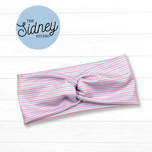 Newborn Stripes Wide Twist Headband - Soft & Stretchy Headband for Nurses, Healthcare - Cute Labor Delivery, Mother Baby RN Work Accessories