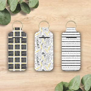 Teacher Pencils Lip Balm Holder Keychain Collection | Neoprene Lip Balm Keychain Cute & Functional Lip Balm Holder, Cute Teacher Gift