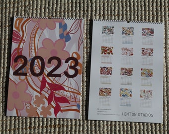 2023 A3 calendar, wall art calendar, floral calendar, flower designs, illustration art, wall hangings