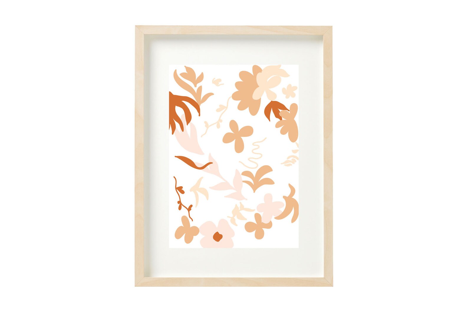 Orange and pink art floral wall poster downloadable print Etsy