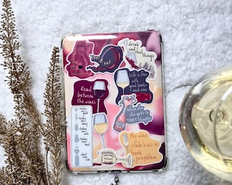 I Drink and I Read Things E-Reader Kit | Wine & Books Kindle Insert, Reader Stickers, Book Lover Gift, E-Reader Decor Kit