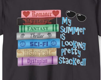 My Summer Is Looking Pretty Stacked Crop Top | Book Lover Crop Tee | Summer Reading Shirt | Bookish Summer Tee | Reading Apparel