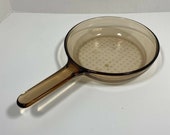 CORNING WARE VISION France Amber Glass 7 quot Frying Pan Fry Skillet Waffle Bottom